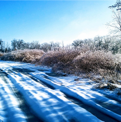 Winter scene road with snow
