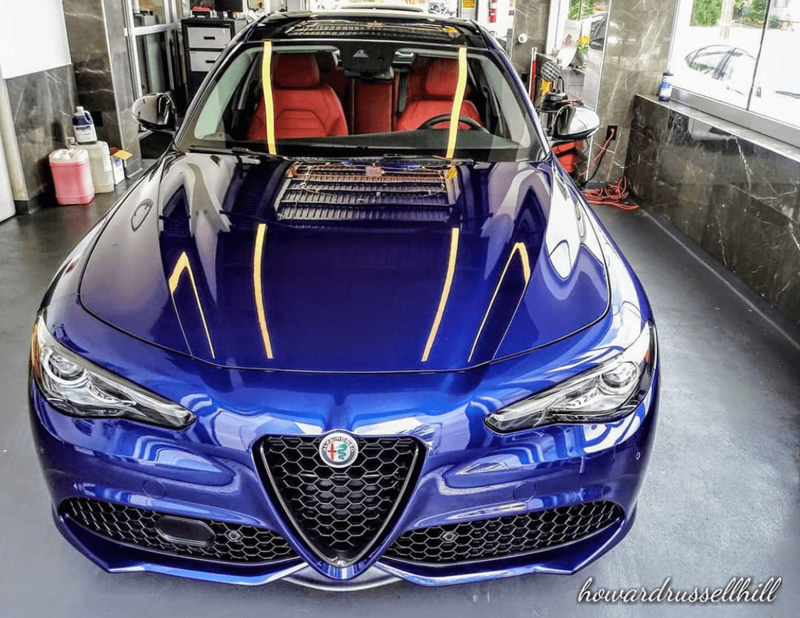 Blue Alfa Romeo Luxury car