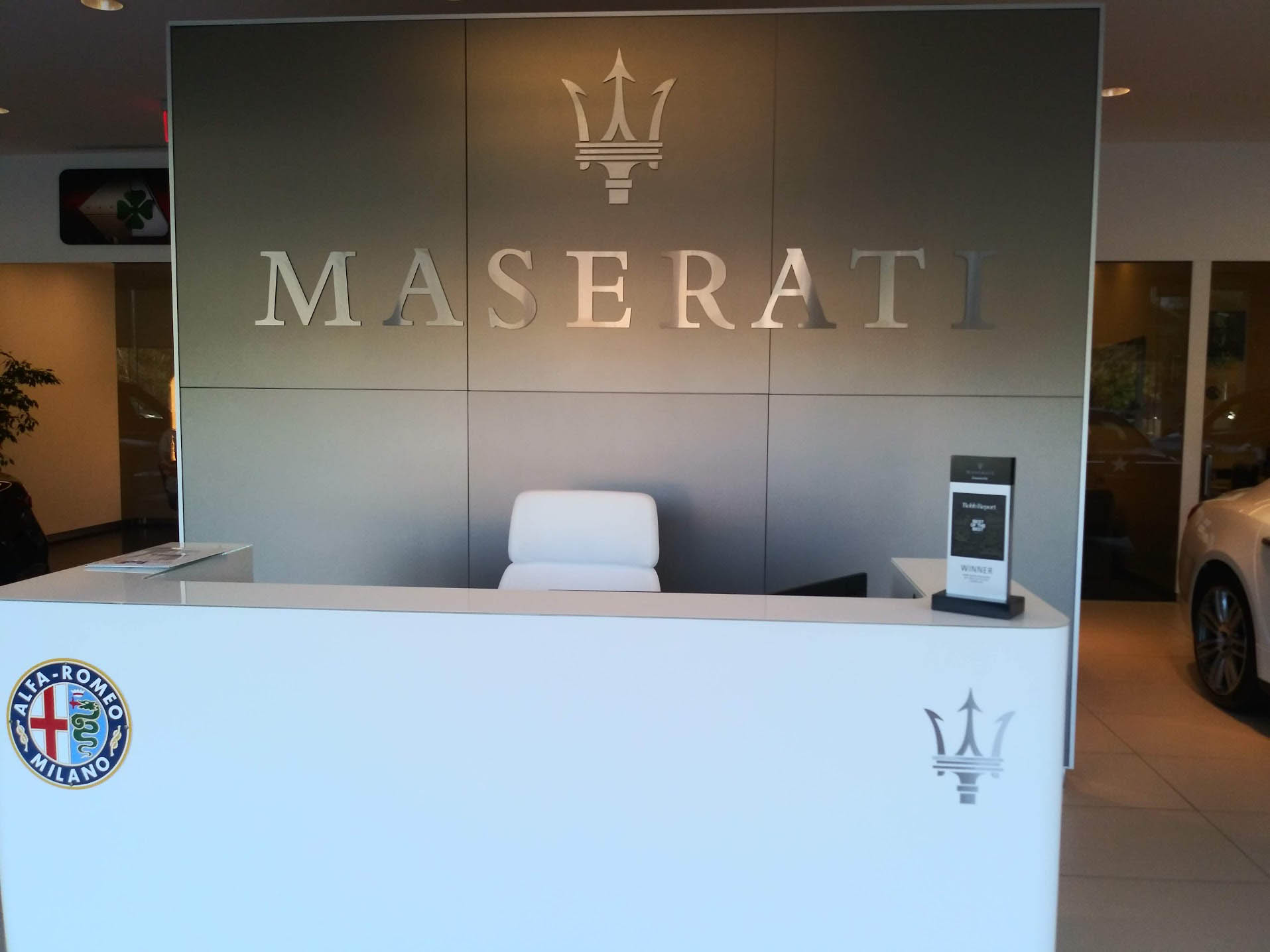 Maserati dealership front desk