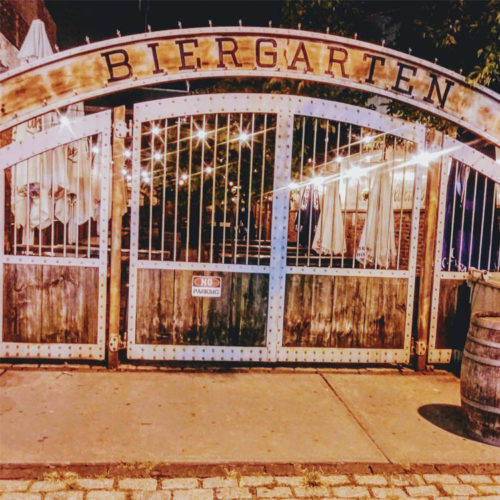 Gate to the local biergarten in New Jersey
