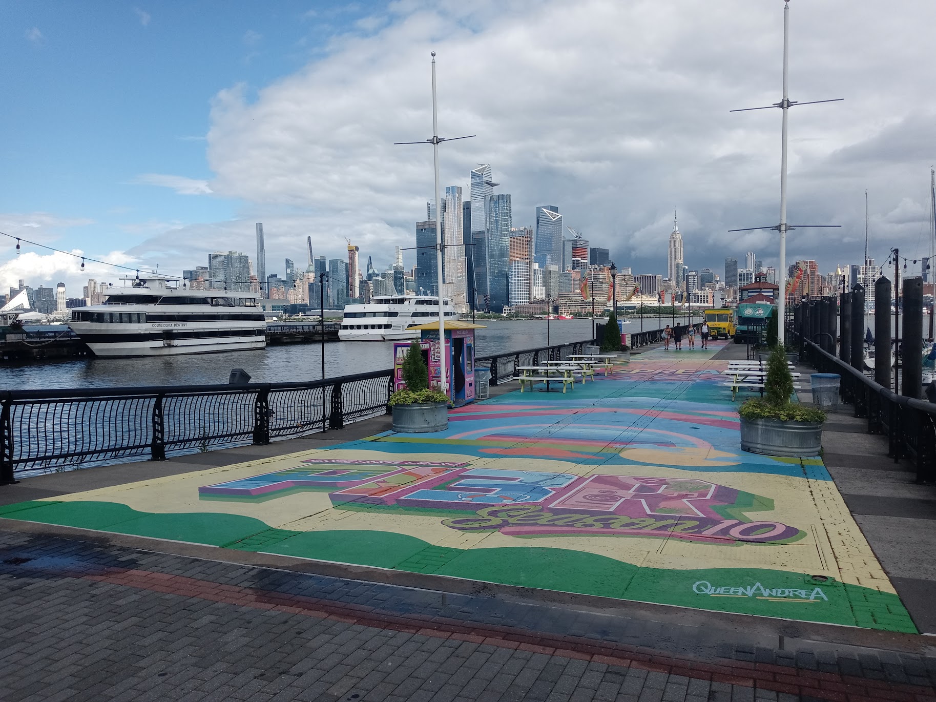 Colorful outdoor pier in Hoboken, NJ