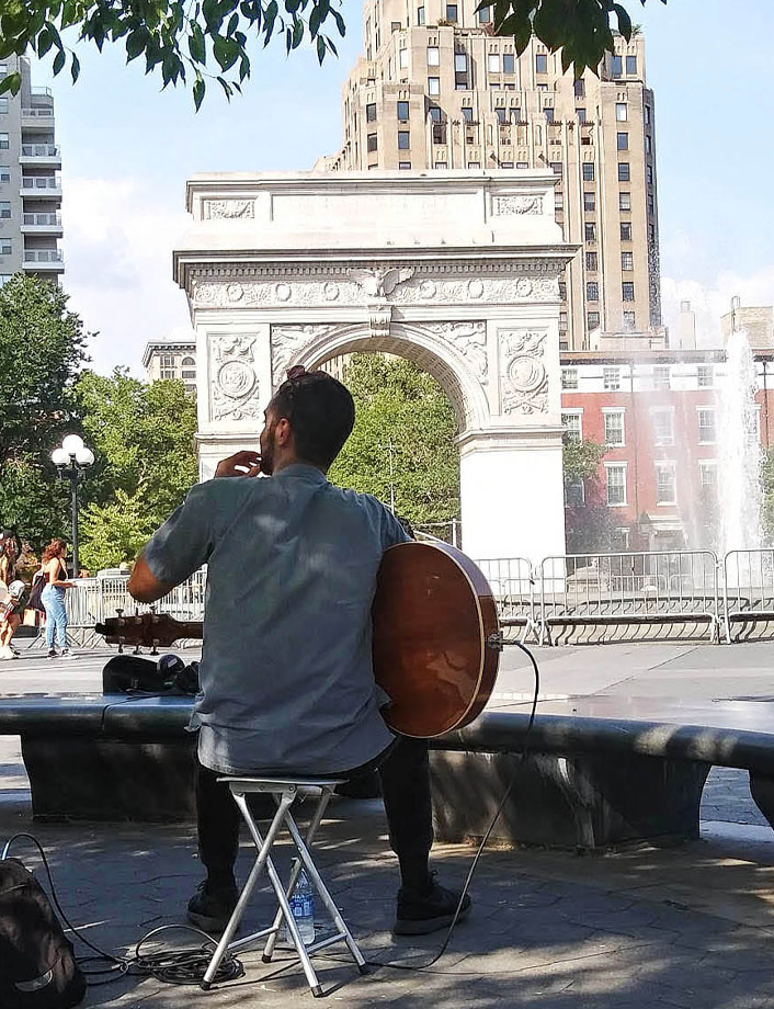 Musicians playing in Washington Square Park NYC